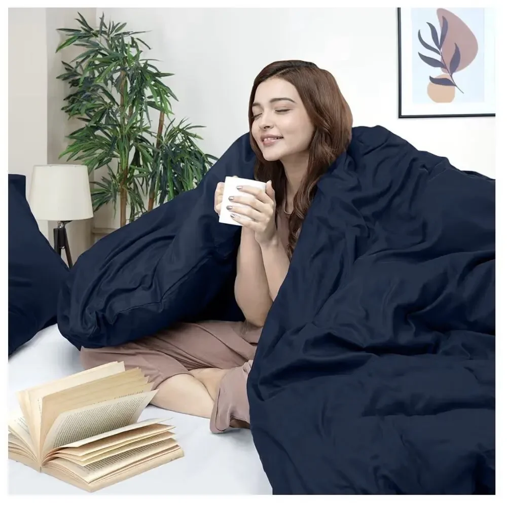 Utopia Bedding Twin Duvet Cover Set 2 Piece Navy Brushed Microfiber New